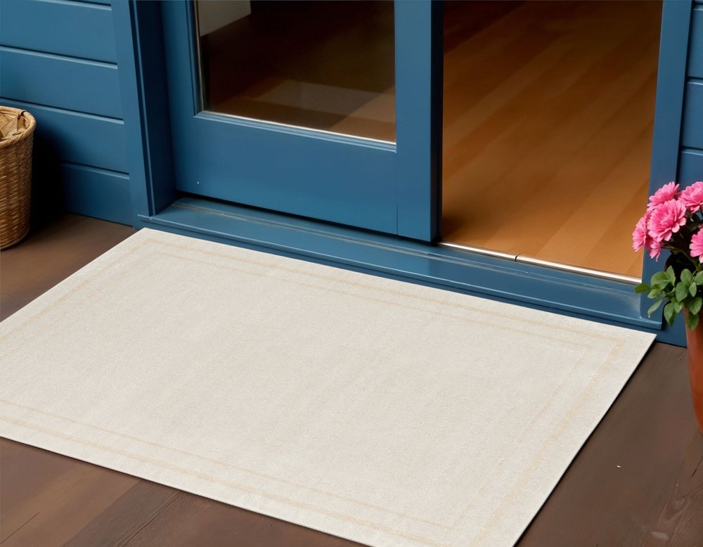 2' X 4' Ivory And Gold Indoor Outdoor Area Rug — view 4