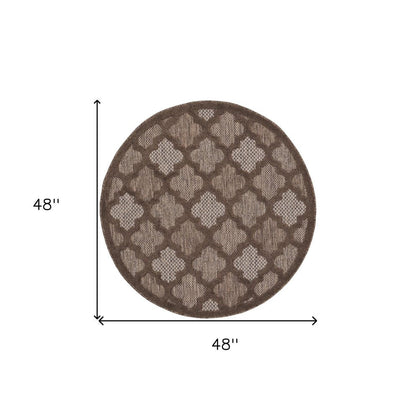 4' Dark Brown And Light Brown Round Geometric Indoor Outdoor Area Rug HomeRoots