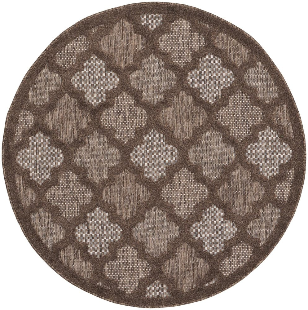 4' Dark Brown And Light Brown Round Geometric Indoor Outdoor Area Rug HomeRoots