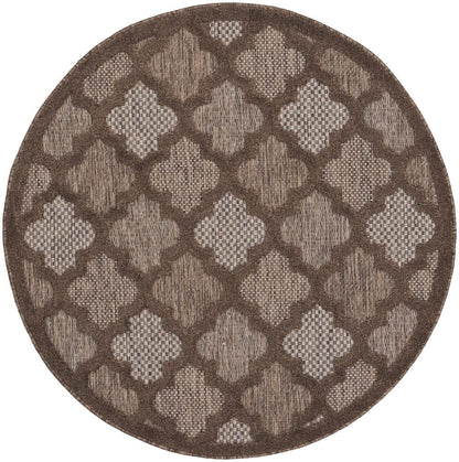 4' Dark Brown And Light Brown Round Geometric Indoor Outdoor Area Rug HomeRoots