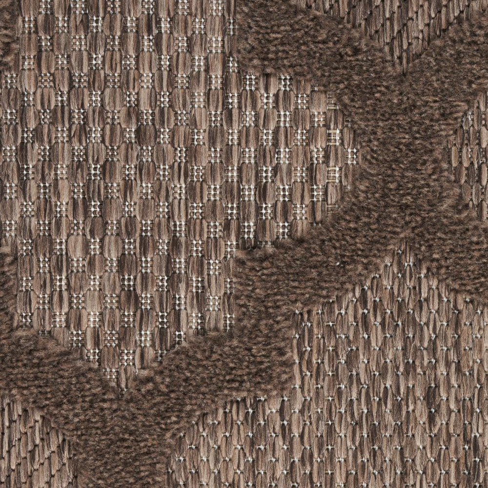 4' Dark Brown And Light Brown Round Geometric Indoor Outdoor Area Rug HomeRoots