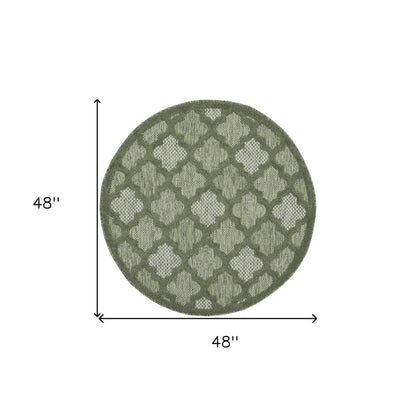 4' Dark Green And Light Green Round Geometric Indoor Outdoor Area Rug HomeRoots