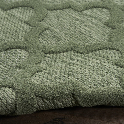 4' Dark Green And Light Green Round Geometric Indoor Outdoor Area Rug
