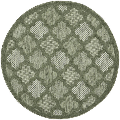 4' Dark Green And Light Green Round Geometric Indoor Outdoor Area Rug