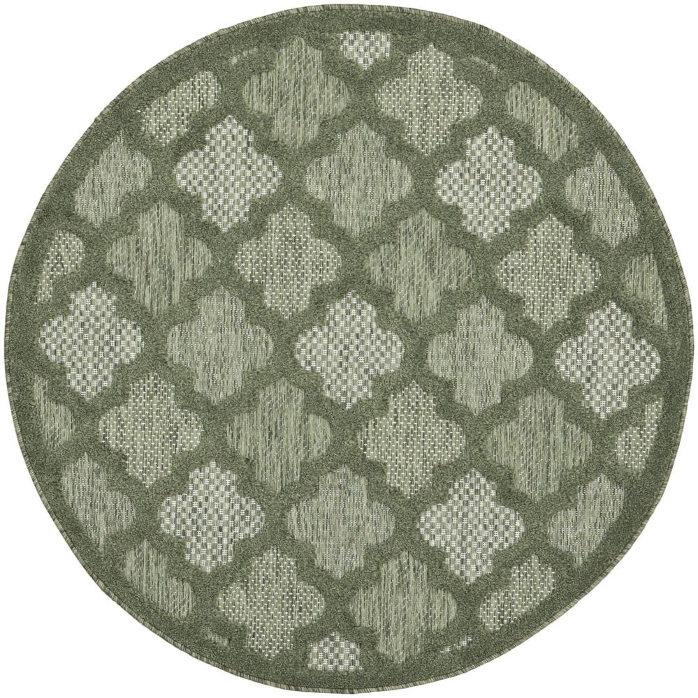 4' Dark Green And Light Green Round Geometric Indoor Outdoor Area Rug HomeRoots