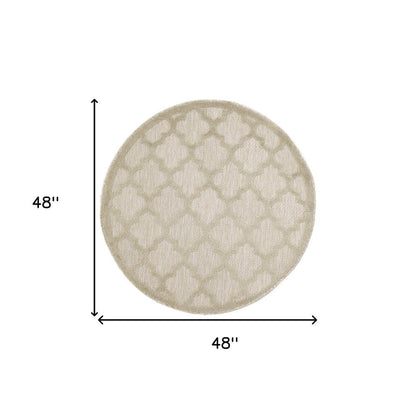 4' Cream And Beige Round Geometric Indoor Outdoor Area Rug HomeRoots