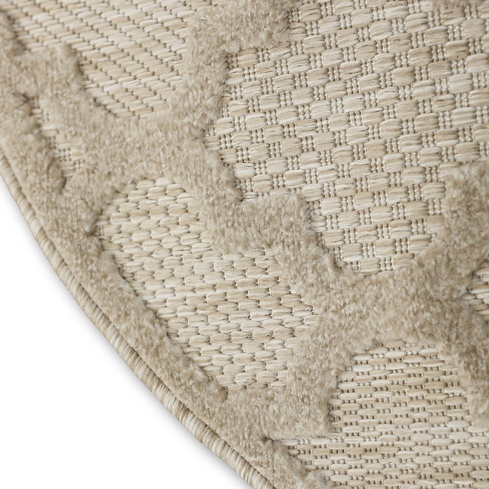 4' Cream And Beige Round Geometric Indoor Outdoor Area Rug HomeRoots
