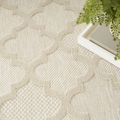 4' Cream And Beige Round Geometric Indoor Outdoor Area Rug HomeRoots