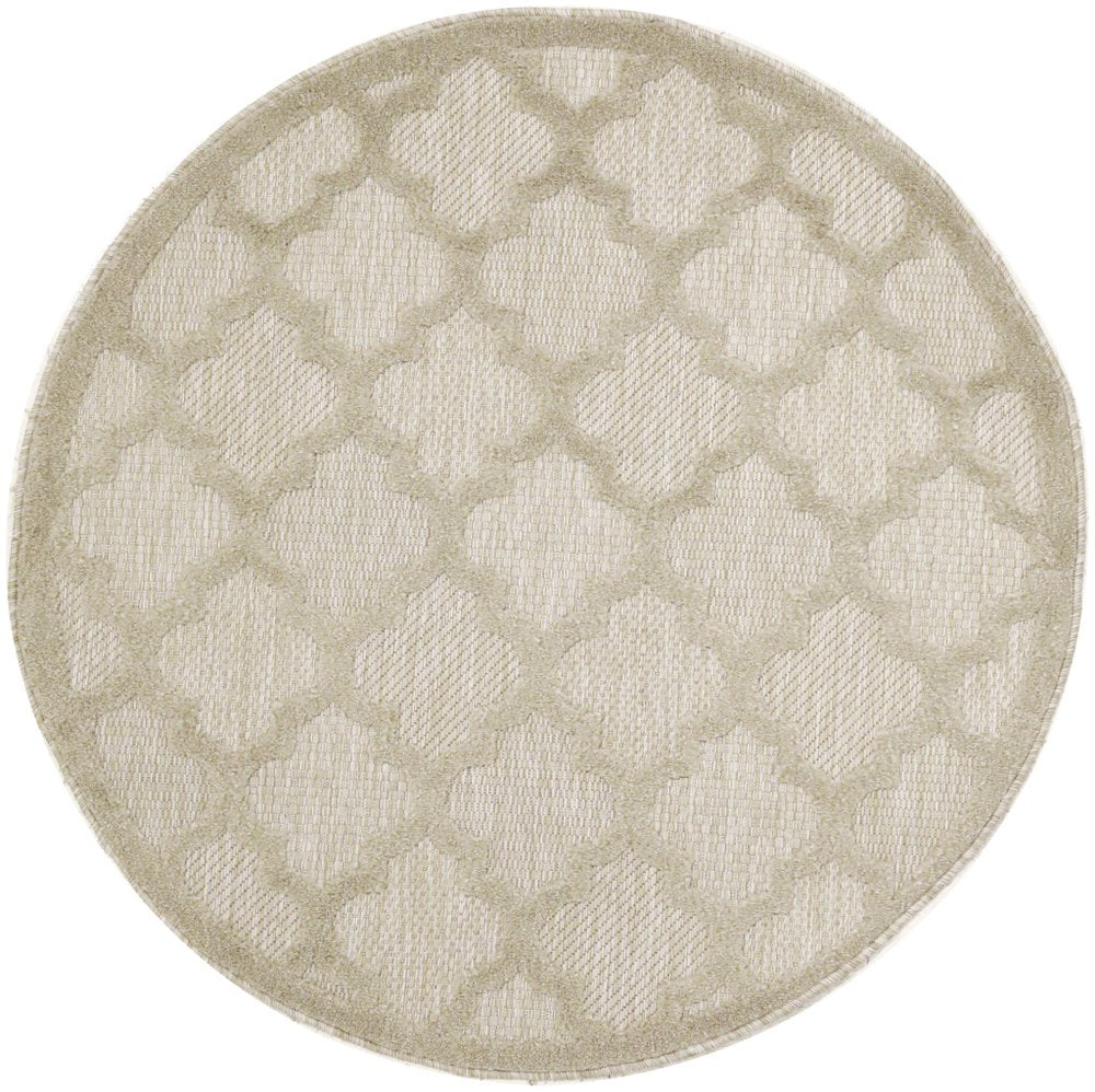 4' Cream And Beige Round Geometric Indoor Outdoor Area Rug HomeRoots