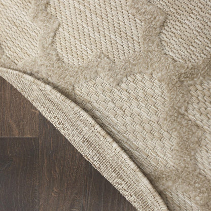 4' Cream And Beige Round Geometric Indoor Outdoor Area Rug HomeRoots