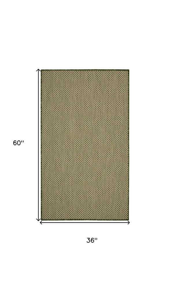 3' X 5' Green And Beige Geometric Indoor Outdoor Area Rug HomeRoots