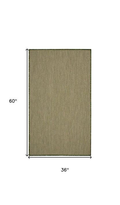 3' X 5' Green And Beige Geometric Indoor Outdoor Area Rug HomeRoots
