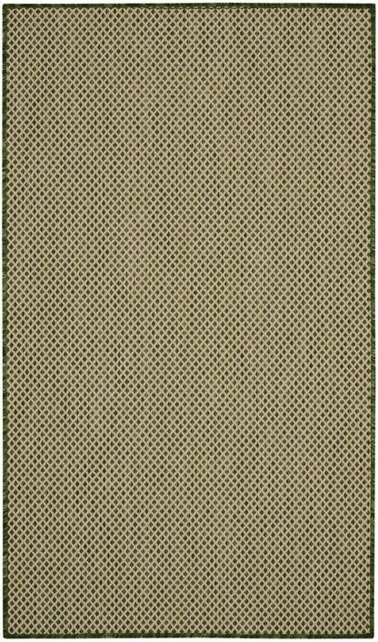 3' X 5' Green And Beige Geometric Indoor Outdoor Area Rug HomeRoots