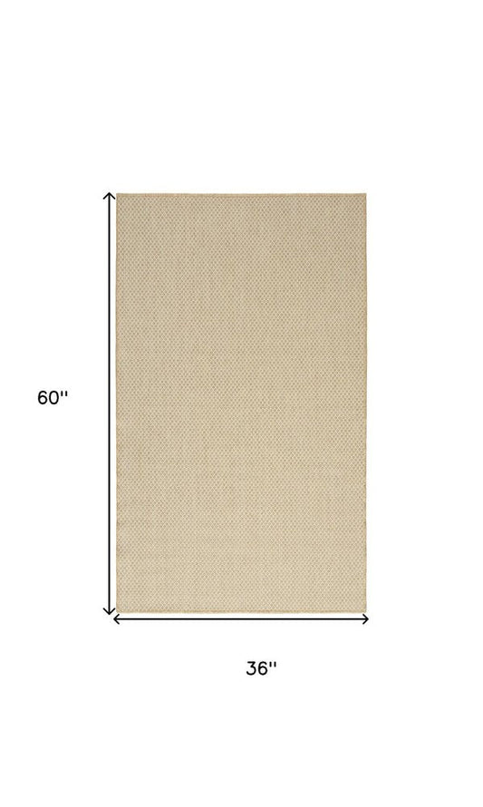 3' X 5' Natural And Ivory Geometric Indoor Outdoor Area Rug