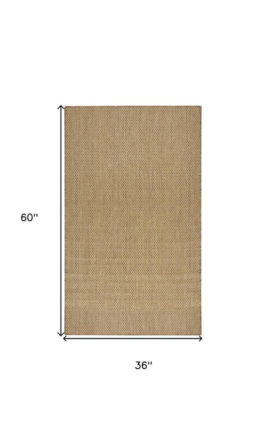 3' X 5' Tan And Brown Geometric Indoor Outdoor Area Rug