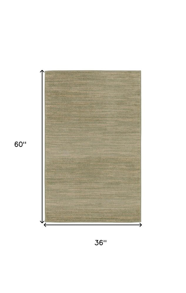 3' X 5' Green And Gold Abstract Indoor Outdoor Area Rug — view 1