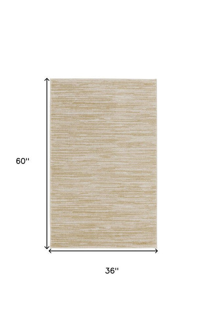 3' X 5' Ivory And Gold Abstract Indoor Outdoor Area Rug HomeRoots