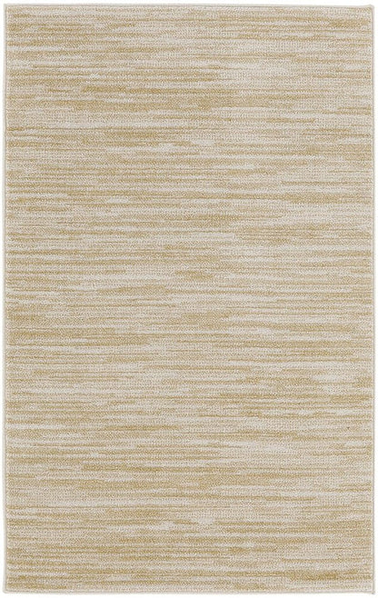 3' X 5' Ivory And Gold Abstract Indoor Outdoor Area Rug HomeRoots