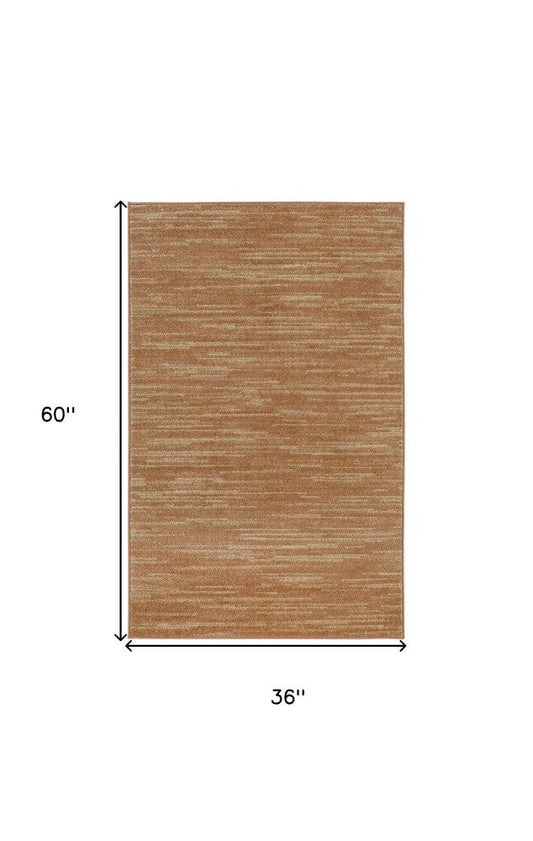 3' X 5' Rust And Beige Abstract Indoor Outdoor Area Rug