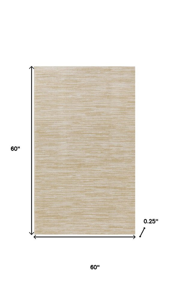 5' Ivory And Gold Square Abstract Indoor Outdoor Area Rug HomeRoots