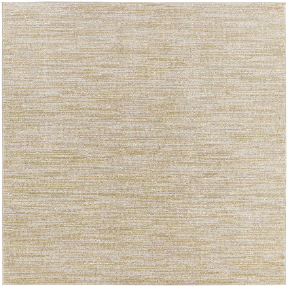 5' Ivory And Gold Square Abstract Indoor Outdoor Area Rug — view 4