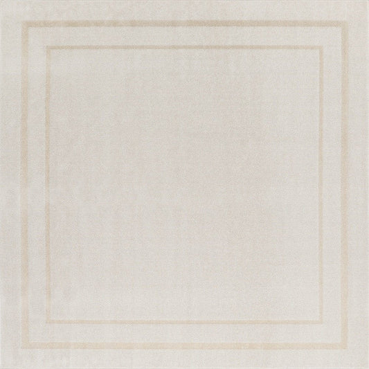 5' Ivory And Gold Square Indoor Outdoor Area Rug