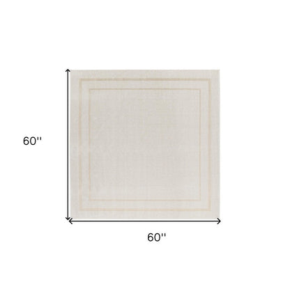 5' Ivory And Gold Square Indoor Outdoor Area Rug HomeRoots