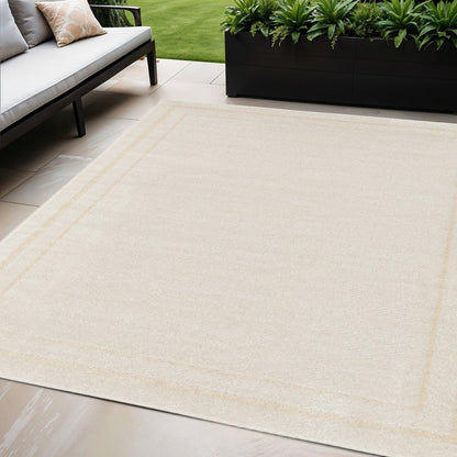 5' Ivory And Gold Square Indoor Outdoor Area Rug HomeRoots