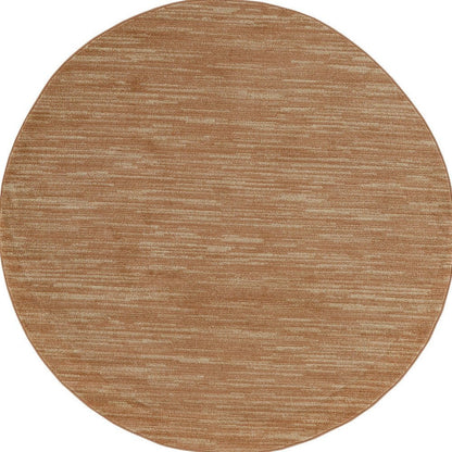 6' Rust And Beige Round Abstract Indoor Outdoor Area Rug HomeRoots