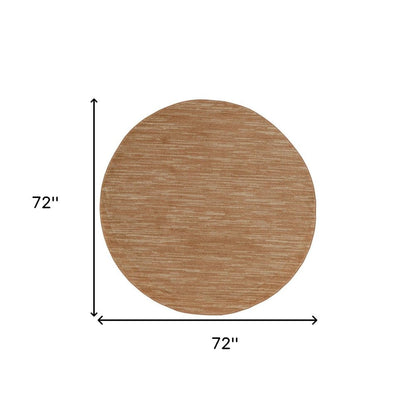 6' Rust And Beige Round Abstract Indoor Outdoor Area Rug HomeRoots