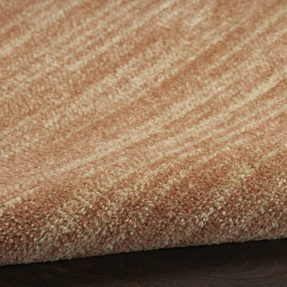 6' Rust And Beige Round Abstract Indoor Outdoor Area Rug