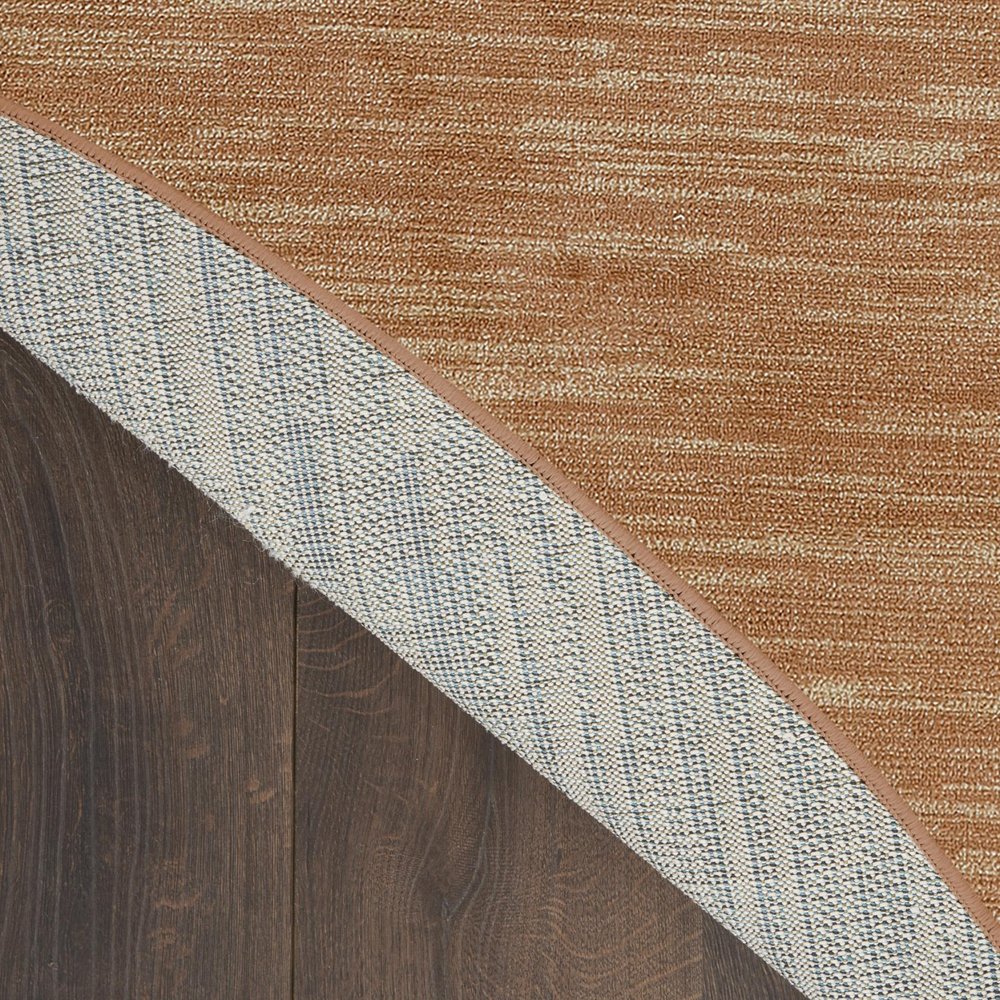 6' Rust And Beige Round Abstract Indoor Outdoor Area Rug — view 10