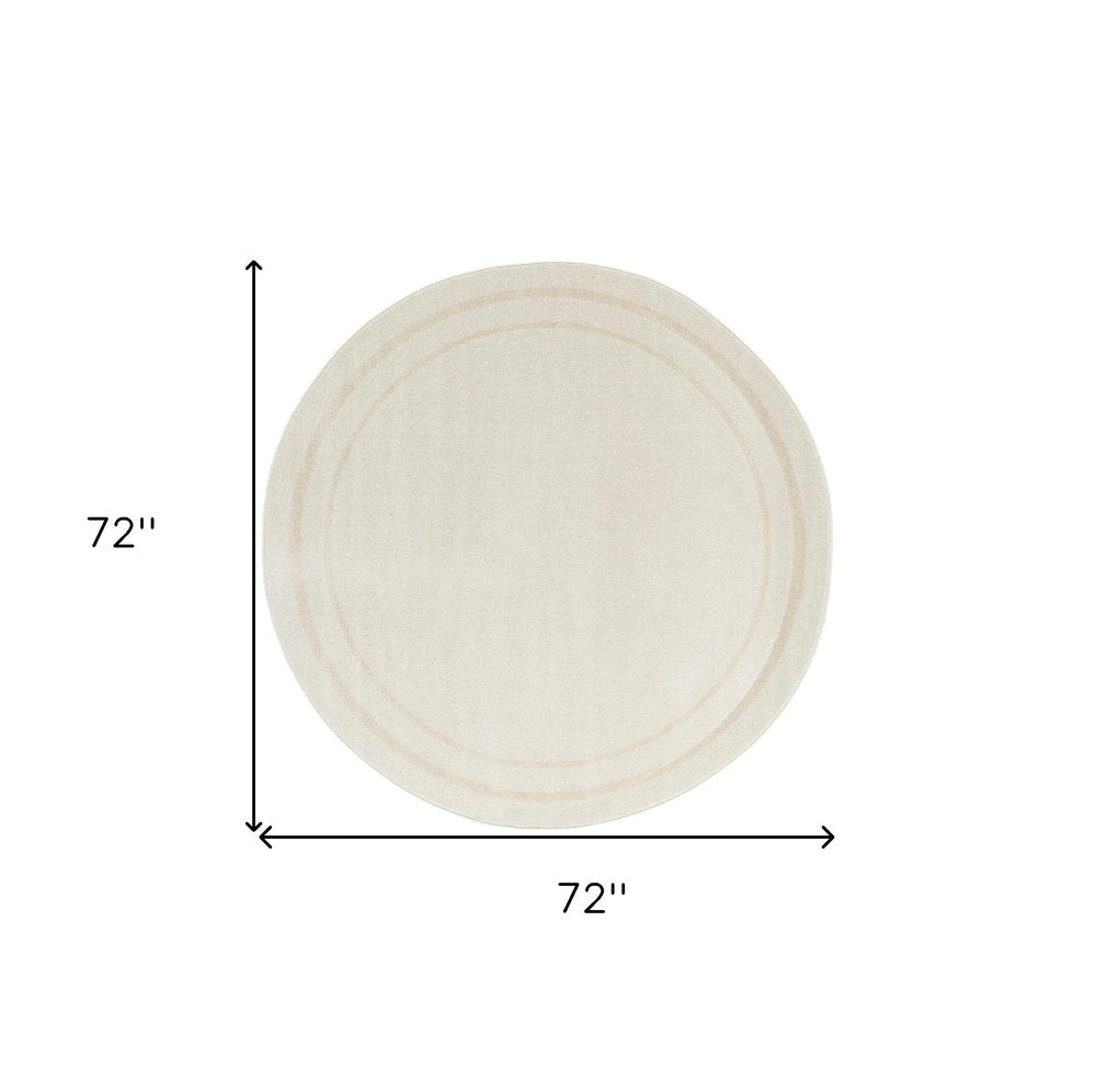 6' Ivory And Gold Round Indoor Outdoor Area Rug — view 3