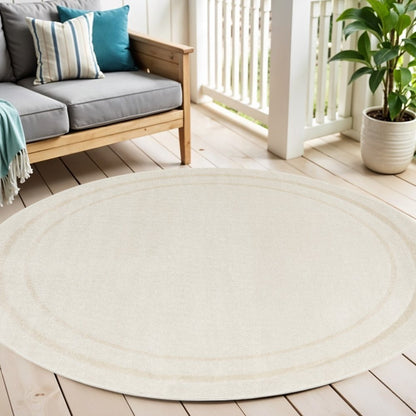 6' Ivory And Gold Round Indoor Outdoor Area Rug HomeRoots
