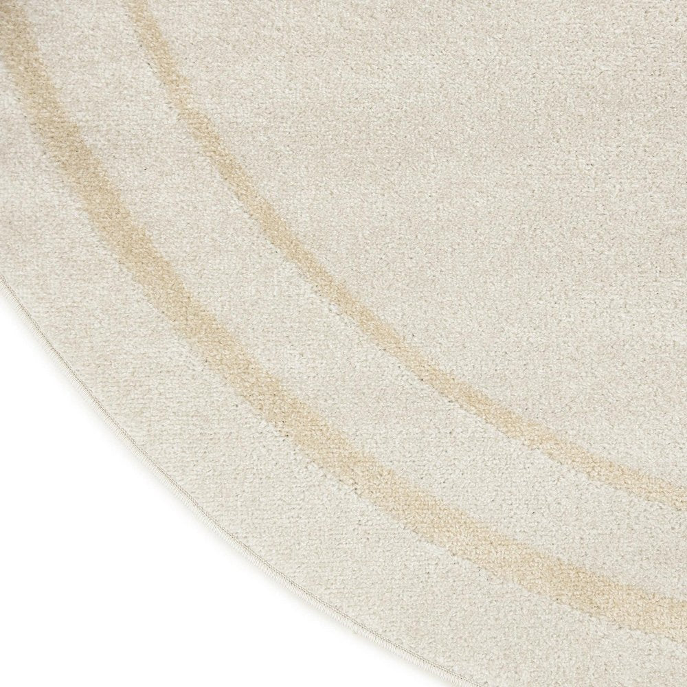 6' Ivory And Gold Round Indoor Outdoor Area Rug — view 6