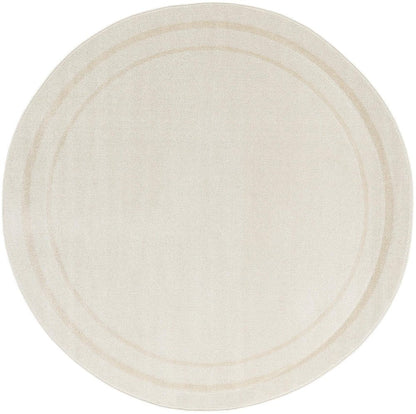 6' Ivory And Gold Round Indoor Outdoor Area Rug
