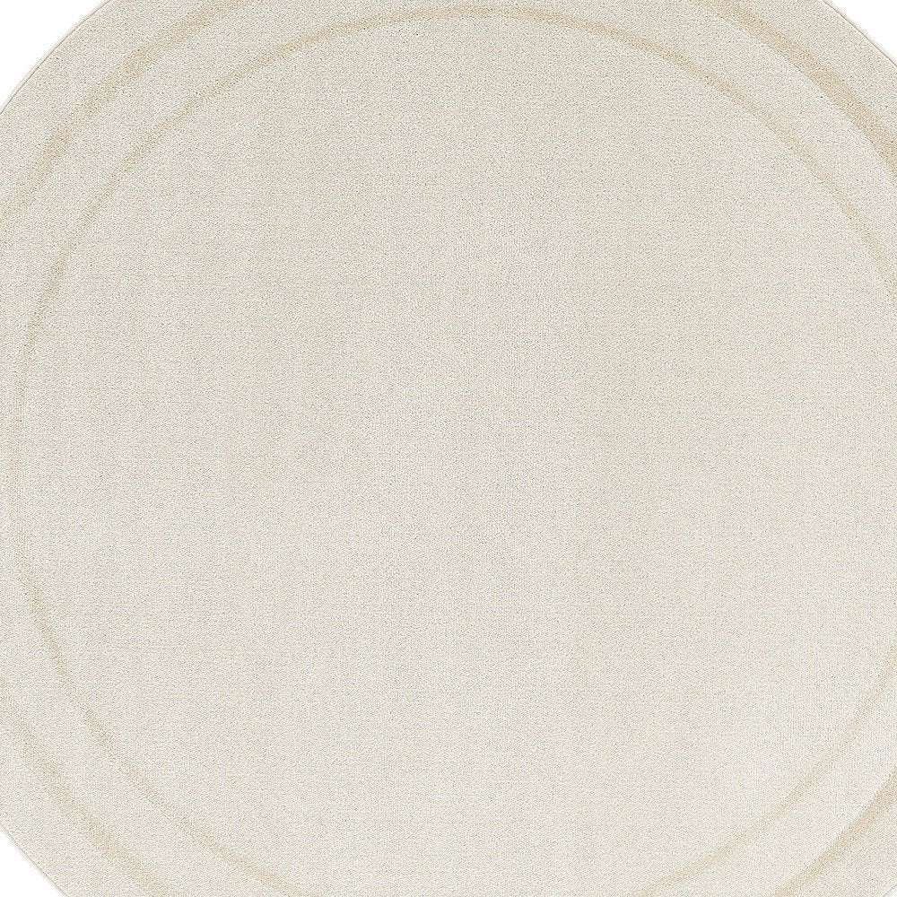 6' Ivory And Gold Round Indoor Outdoor Area Rug — view 1