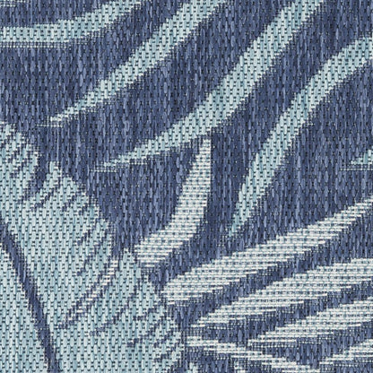 4' Navy Blue Round Floral Indoor Outdoor Area Rug HomeRoots