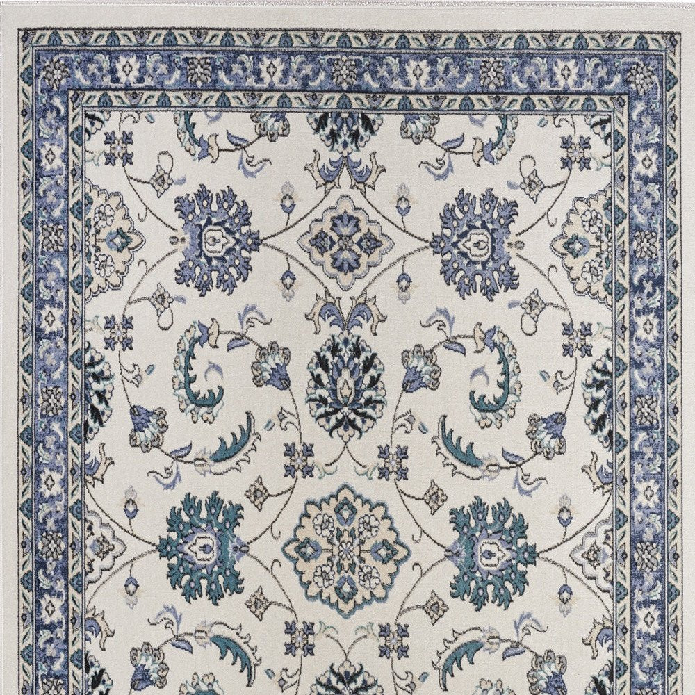 4' X 6' Ivory And Blue Floral Indoor Outdoor Area Rug HomeRoots