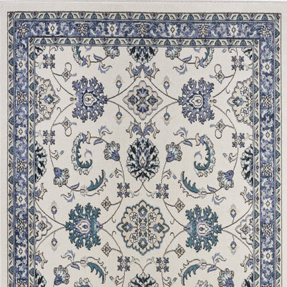 4' X 6' Ivory And Blue Floral Indoor Outdoor Area Rug HomeRoots