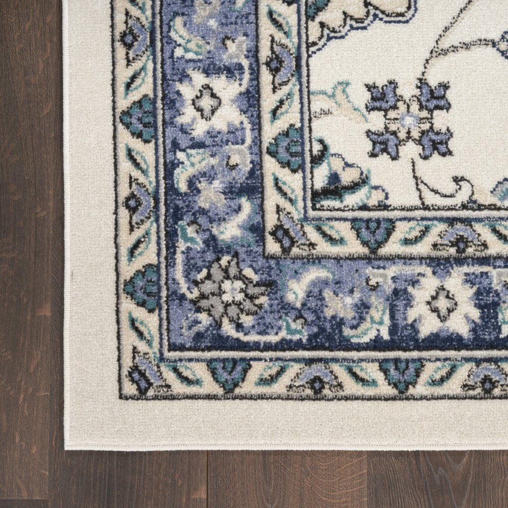 4' X 6' Ivory And Blue Floral Indoor Outdoor Area Rug — view 4