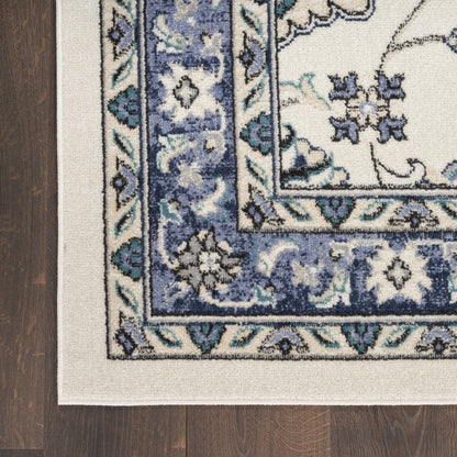 4' X 6' Ivory And Blue Floral Indoor Outdoor Area Rug HomeRoots