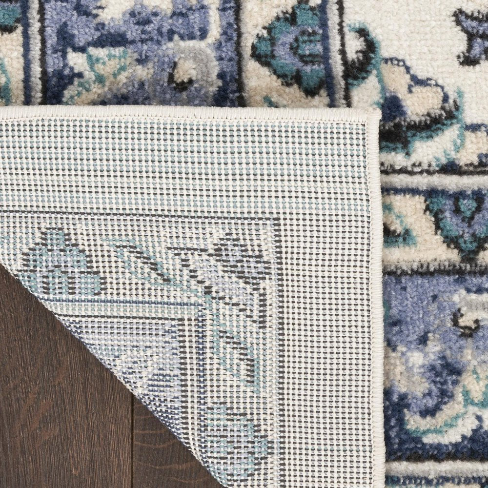 4' X 6' Ivory And Blue Floral Indoor Outdoor Area Rug — view 9