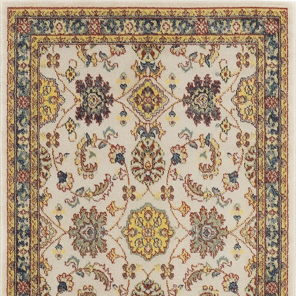 4' X 6' Ivory And Gold Floral Indoor Outdoor Area Rug HomeRoots