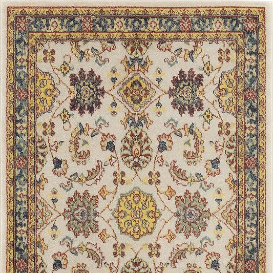 4' X 6' Ivory And Gold Floral Indoor Outdoor Area Rug