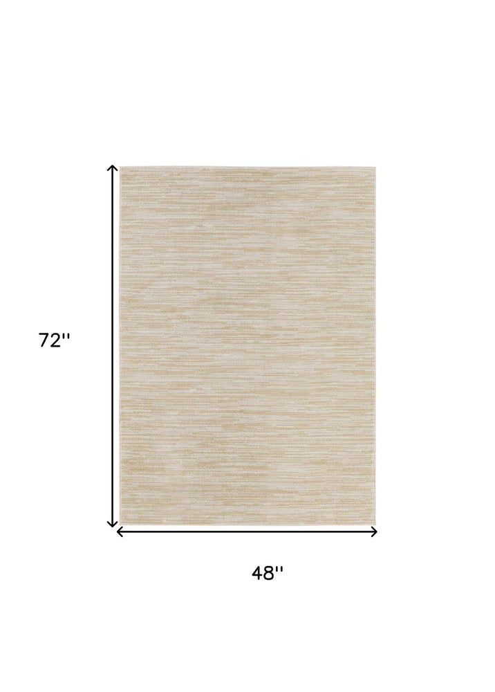 4' X 6' Ivory And Gold Abstract Indoor Outdoor Area Rug HomeRoots