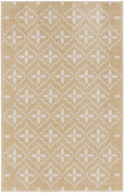 4' X 6' Beige And Ivory Geometric Indoor Outdoor Area Rug HomeRoots