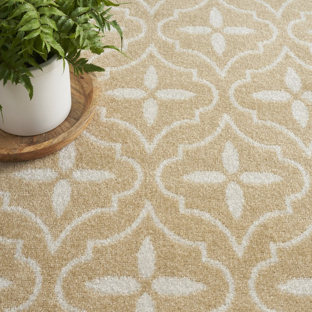 4' X 6' Beige And Ivory Geometric Indoor Outdoor Area Rug HomeRoots