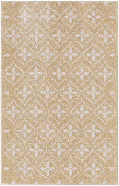 4' X 6' Beige And Ivory Geometric Indoor Outdoor Area Rug HomeRoots