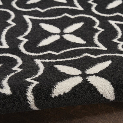 4' X 6' Black And Ivory Geometric Indoor Outdoor Area Rug HomeRoots